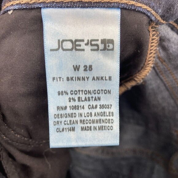 JOE'S JEANS Mid Rise Dark Wash Skinny Ankle Denim Blue Jeans Size 25 - Picture 9 of 9